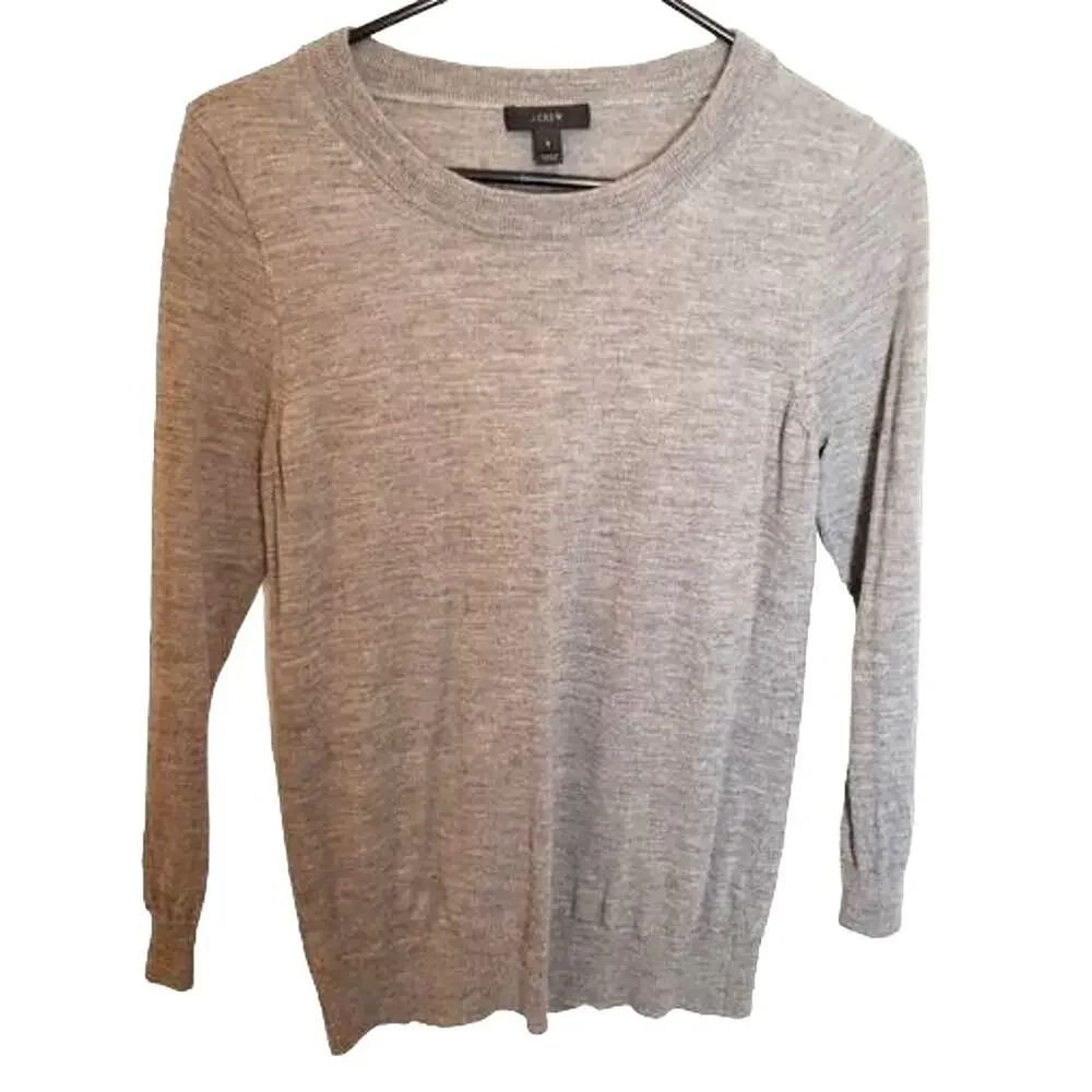 J. Crew Womens Merino Wool Pullover Sweater Sz S Minimalist Stretch Casual Gray